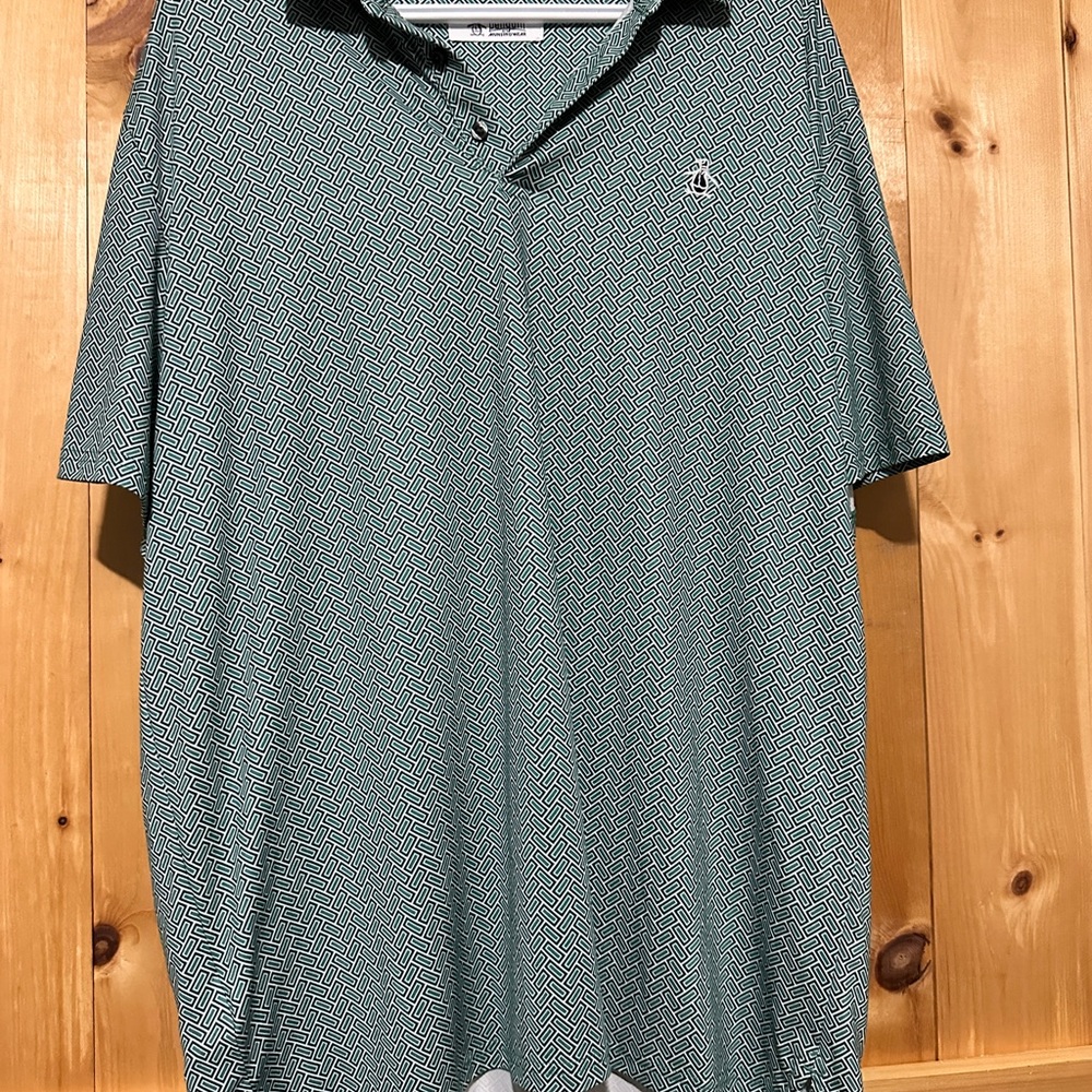 Original Penguin Men's XL Geometric Print Polo Shirt - Excellent Condition